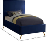 Jasmine Velvet / Engineered Wood / Metal / Foam Contemporary Navy Velvet Twin Bed - 44" W x 82" D x 58" H