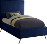 Jasmine Velvet / Engineered Wood / Metal / Foam Contemporary Navy Velvet Twin Bed - 44" W x 82" D x 58" H