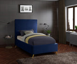 Jasmine Velvet / Engineered Wood / Metal / Foam Contemporary Navy Velvet Twin Bed - 44" W x 82" D x 58" H