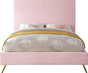 Jasmine Velvet / Engineered Wood / Metal / Foam Contemporary Pink Velvet King Bed - 81" W x 87.5" D x 58" H