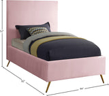 Jasmine Velvet / Engineered Wood / Metal / Foam Contemporary Pink Velvet Twin Bed - 44" W x 82" D x 58" H