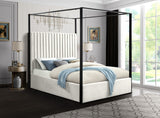 Jax Velvet / Engineered Wood / Steel / Foam Contemporary Cream Velvet King Bed - 82" W x 86.5" D x 78.5" H