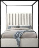 Jax Velvet / Engineered Wood / Steel / Foam Contemporary Cream Velvet King Bed - 82" W x 86.5" D x 78.5" H