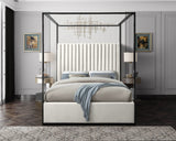 Jax Velvet / Engineered Wood / Steel / Foam Contemporary Cream Velvet King Bed - 82" W x 86.5" D x 78.5" H