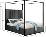 Jax Velvet / Engineered Wood / Steel / Foam Contemporary Grey Velvet King Bed - 82" W x 86.5" D x 78.5" H