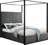 Jax Velvet / Engineered Wood / Steel / Foam Contemporary Grey Velvet King Bed - 82" W x 86.5" D x 78.5" H