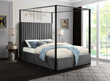 Jax Velvet / Engineered Wood / Steel / Foam Contemporary Grey Velvet King Bed - 82" W x 86.5" D x 78.5" H