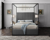 Jax Velvet / Engineered Wood / Steel / Foam Contemporary Grey Velvet King Bed - 82" W x 86.5" D x 78.5" H