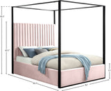 Jax Velvet / Engineered Wood / Steel / Foam Contemporary Pink Velvet King Bed - 82" W x 86.5" D x 78.5" H