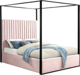 Jax Velvet / Engineered Wood / Steel / Foam Contemporary Pink Velvet King Bed - 82" W x 86.5" D x 78.5" H