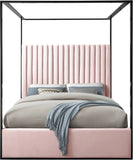 Jax Velvet / Engineered Wood / Steel / Foam Contemporary Pink Velvet King Bed - 82" W x 86.5" D x 78.5" H