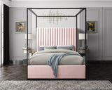 Jax Velvet / Engineered Wood / Steel / Foam Contemporary Pink Velvet King Bed - 82" W x 86.5" D x 78.5" H