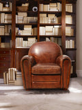 Pasargad Paris Club Genuine Leather Living Room Arm Chair, Brown CHAIR-2038-PASARGAD