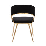 Jie Glam Dining Chair in Gold Steel and Black Velvet by LumiSource - Set of 2
