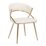 Jie Glam Dining Chair in Gold Steel and Cream Velvet by LumiSource - Set of 2