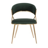 Jie Glam Dining Chair in Gold Steel and Green Velvet by LumiSource - Set of 2