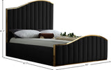 Jolie Velvet / Engineered Wood / Metal / Foam Contemporary Black Velvet Queen Bed (3 Boxes) - 65" W x 87.5" D x 61.5" H