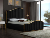 Jolie Velvet / Engineered Wood / Metal / Foam Contemporary Black Velvet Queen Bed (3 Boxes) - 65" W x 87.5" D x 61.5" H
