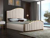 Jolie Velvet / Engineered Wood / Metal / Foam Contemporary Cream Velvet King Bed (3 Boxes) - 81" W x 87.5" D x 61.5" H