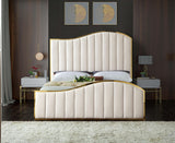 Jolie Velvet / Engineered Wood / Metal / Foam Contemporary Cream Velvet Queen Bed (3 Boxes) - 65" W x 87.5" D x 61.5" H