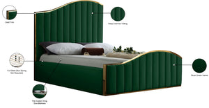 Jolie Velvet / Engineered Wood / Metal / Foam Contemporary Green Velvet King Bed (3 Boxes) - 81" W x 87.5" D x 61.5" H