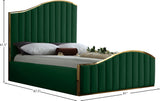 Jolie Velvet / Engineered Wood / Metal / Foam Contemporary Green Velvet King Bed (3 Boxes) - 81" W x 87.5" D x 61.5" H