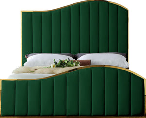 Jolie Velvet / Engineered Wood / Metal / Foam Contemporary Green Velvet King Bed (3 Boxes) - 81" W x 87.5" D x 61.5" H