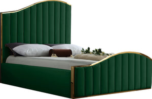 Jolie Velvet / Engineered Wood / Metal / Foam Contemporary Green Velvet Queen Bed (3 Boxes) - 65" W x 87.5" D x 61.5" H