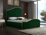 Jolie Velvet / Engineered Wood / Metal / Foam Contemporary Green Velvet Queen Bed (3 Boxes) - 65" W x 87.5" D x 61.5" H