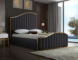 Jolie Velvet / Engineered Wood / Metal / Foam Contemporary Grey Velvet King Bed (3 Boxes) - 81" W x 87.5" D x 61.5" H