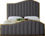 Jolie Velvet / Engineered Wood / Metal / Foam Contemporary Grey Velvet King Bed (3 Boxes) - 81" W x 87.5" D x 61.5" H