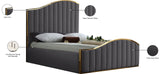 Jolie Velvet / Engineered Wood / Metal / Foam Contemporary Grey Velvet Queen Bed (3 Boxes) - 65" W x 87.5" D x 61.5" H