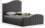 Jolie Velvet / Engineered Wood / Metal / Foam Contemporary Grey Velvet Queen Bed (3 Boxes) - 65" W x 87.5" D x 61.5" H