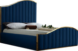 Jolie Velvet / Engineered Wood / Metal / Foam Contemporary Navy Velvet Queen Bed (3 Boxes) - 65" W x 87.5" D x 61.5" H