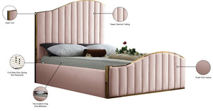 Jolie Velvet / Engineered Wood / Metal / Foam Contemporary Pink Velvet King Bed (3 Boxes) - 81" W x 87.5" D x 61.5" H
