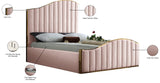 Jolie Velvet / Engineered Wood / Metal / Foam Contemporary Pink Velvet King Bed (3 Boxes) - 81" W x 87.5" D x 61.5" H