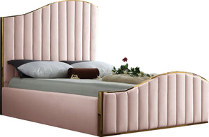 Jolie Velvet / Engineered Wood / Metal / Foam Contemporary Pink Velvet King Bed (3 Boxes) - 81" W x 87.5" D x 61.5" H
