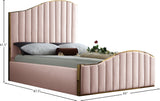 Jolie Velvet / Engineered Wood / Metal / Foam Contemporary Pink Velvet Queen Bed (3 Boxes) - 65" W x 87.5" D x 61.5" H