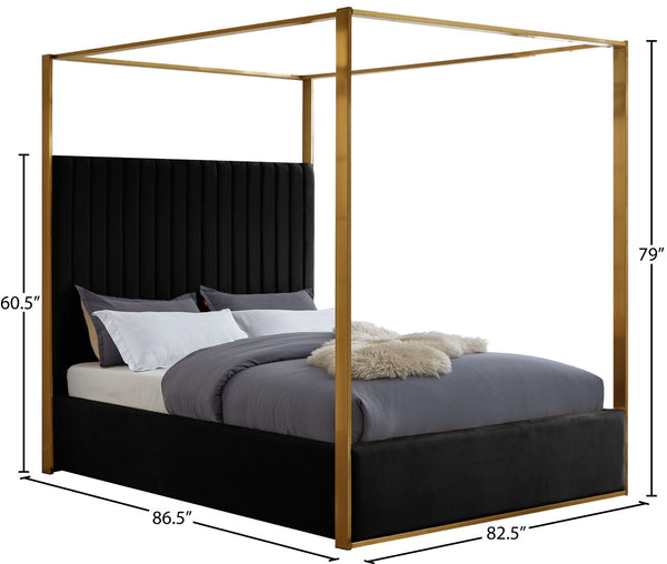 Jones Velvet / Engineered Wood / Stainless Steel / Foam Contemporary Black Velvet King Bed - 82.5" W x 86.5" D x 79" H