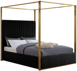 Jones Velvet / Engineered Wood / Stainless Steel / Foam Contemporary Black Velvet King Bed - 82.5" W x 86.5" D x 79" H