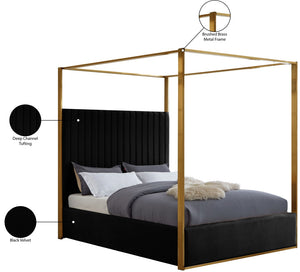 Jones Velvet / Engineered Wood / Stainless Steel / Foam Contemporary Black Velvet Queen Bed - 66.5" W x 86.5" D x 79" H