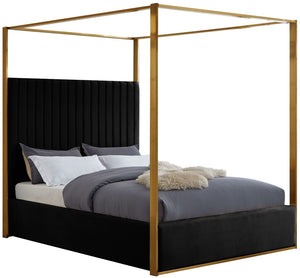 Jones Velvet / Engineered Wood / Stainless Steel / Foam Contemporary Black Velvet Queen Bed - 66.5" W x 86.5" D x 79" H