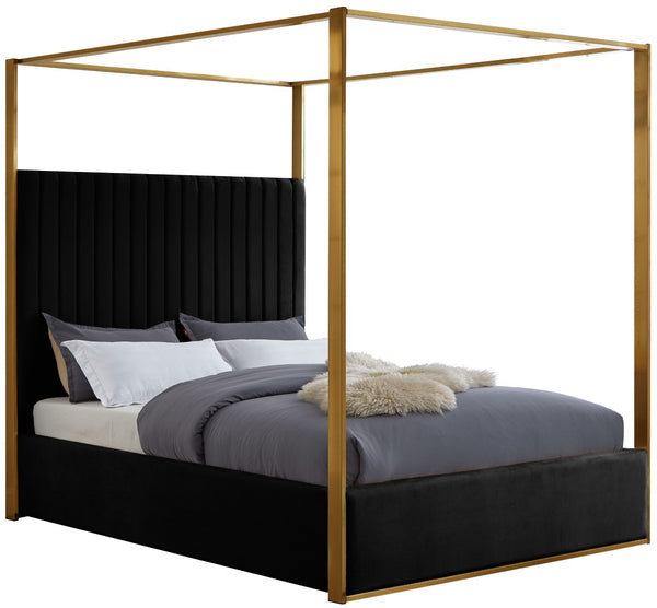 Jones Velvet / Engineered Wood / Stainless Steel / Foam Contemporary Black Velvet Queen Bed - 66.5" W x 86.5" D x 79" H