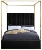Jones Velvet / Engineered Wood / Stainless Steel / Foam Contemporary Black Velvet Queen Bed - 66.5" W x 86.5" D x 79" H