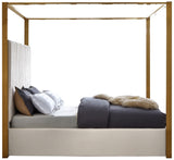 Jones Velvet / Engineered Wood / Stainless Steel / Foam Contemporary Cream Velvet King Bed - 82.5" W x 86.5" D x 79" H