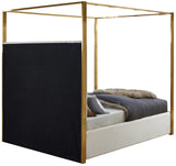 Jones Velvet / Engineered Wood / Stainless Steel / Foam Contemporary Cream Velvet Queen Bed - 66.5" W x 86.5" D x 79" H