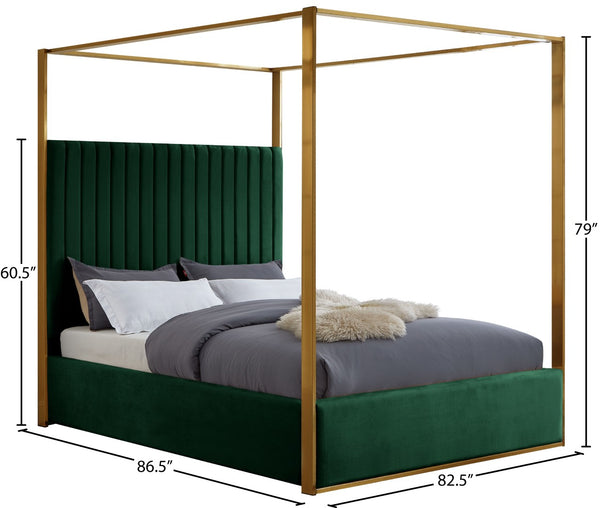Jones Velvet / Engineered Wood / Stainless Steel / Foam Contemporary Green Velvet King Bed - 82.5" W x 86.5" D x 79" H
