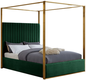 Jones Velvet / Engineered Wood / Stainless Steel / Foam Contemporary Green Velvet King Bed - 82.5" W x 86.5" D x 79" H