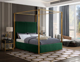 Jones Velvet / Engineered Wood / Stainless Steel / Foam Contemporary Green Velvet King Bed - 82.5" W x 86.5" D x 79" H
