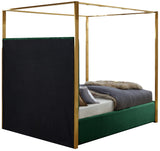 Jones Velvet / Engineered Wood / Stainless Steel / Foam Contemporary Green Velvet King Bed - 82.5" W x 86.5" D x 79" H